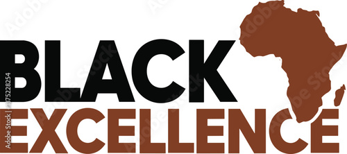Black Excellence Africa Map Typography Vector