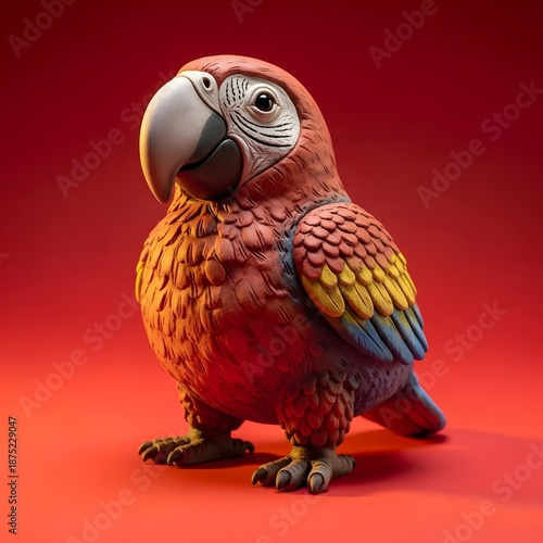 Vibrant parrot isolated on transparent background with red gradient