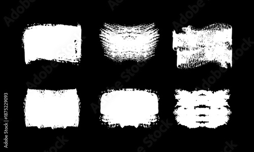 white paint strokes. Set of  white brush strokes, lines, Brush stain. White grunge post brush, rectangles brush collection. Blank shapes. Banners, insignias, logos, icons, labels and badges collection