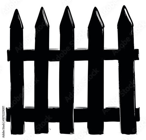 Hand drawn illustration of a picket fence depicting a classic boundary for garden and property