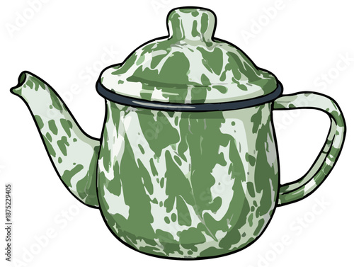 Classic green enamel teapot