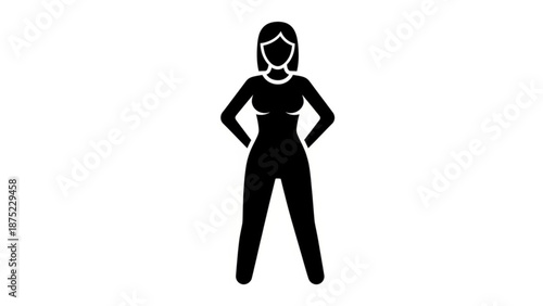 Silhouette of a confident woman standing with hands on hips against a plain white background