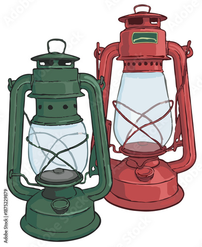 Vintage camping lantern set