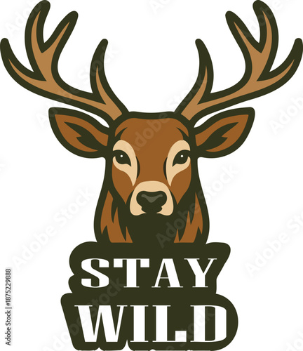 Deer head typography vector t-shirt