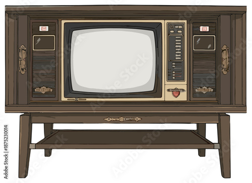 Vintage wooden television console