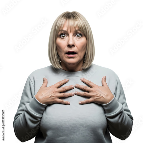 Wallpaper Mural Surprised Senior Woman with Blonde Bob Expressing Shock, Cut-out Torontodigital.ca