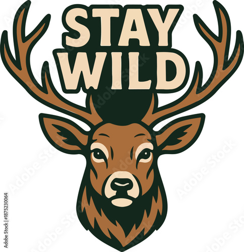 Deer head typography vector t-shirt