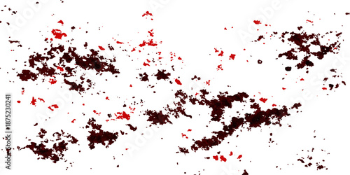 Red watercolor ink splat and blood splatter design on a grunge vector texture with red paint drips and liquid spray stains for an artistic wallpaper pattern