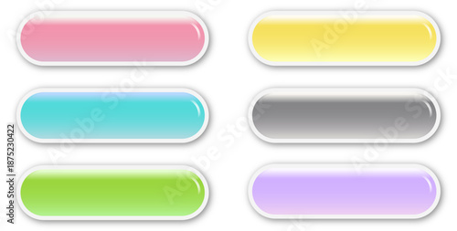 ぷっくりとしたパステルカラーの立体ボタンのイラストセット