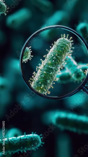 Wallpaper Mural Microscopic view of green bacteria under magnification in a lab setting Torontodigital.ca