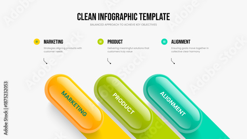 Visual Profile 3 Step Infographic Presentation Layout. Enterprise Development Slideshow Design Vector Illustration. Investor Report Three Option Diagram Frame Template.
