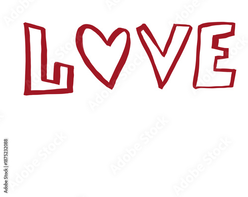 Hand Drawn Love Text with Heart