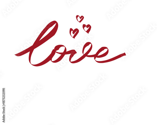 Red Ribbon Forming the Word Love with heart