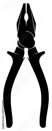 a black silhouette of a pliers on a , black, icon, silhouette, against transparent background