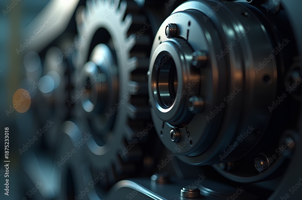 Fototapeta premium Close-up of Industrial Gears and Machinery