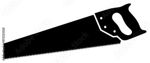a black and white silhouette of a saw, black, icon, knife, large, saw, silhouette, against transparent background