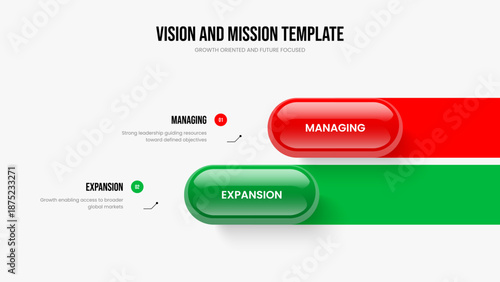 Investor Innovation Two Element Diagram Slideshow Layout. Product Development 2 Step Infographic Frame Design. Project Campaign Slide Template Vector Illustration.