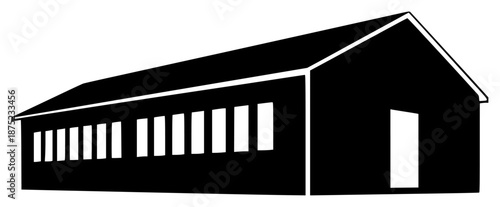 the black silhouette of a building or garage on a illustration, black, building, garage, house, icon, illustration, silhouette, style, against transparent background
