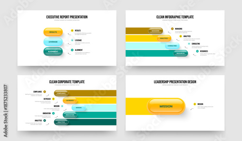 Project Proposal 3 4 5 1 Element Diagram Slide Layout Set. Visual Development Three Four Five One Step Infographic Presentation Template Vector Illustration Collection.