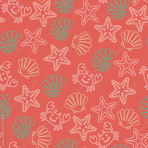 Pastel Sea Life Seamless pattern