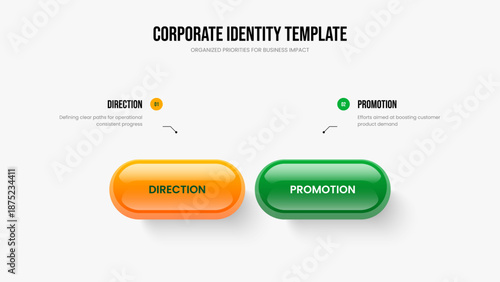 Digital Solution 2 Step Diagram Presentation Template. Professional Introduction Two Option Infographic Slide Design. Company Strategy Frame Layout Vector Illustration.
