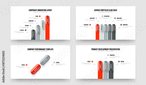Consulting Proposal 4 5 2 3 Option Diagram Slide Template Bundle. Advertising Profile Four Five Two Three Step Infographic Frame Layout Vector Illustration Collection.