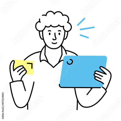 Hand drawn style illustration showing online banking