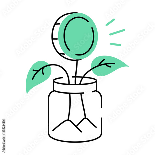 A drawing style illustration depicting investment growth