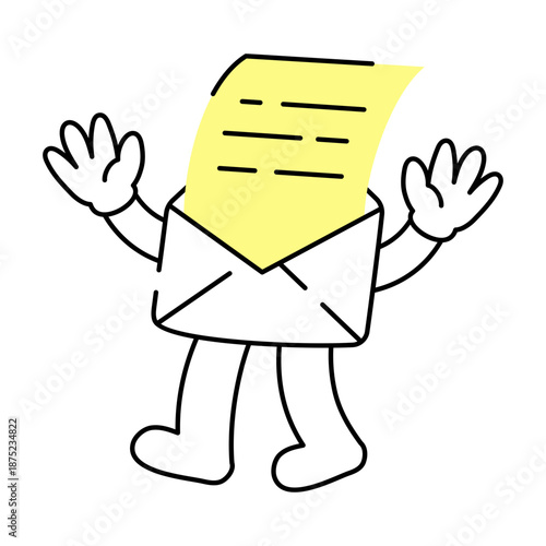 Hand drawn style illustration showing internship mail