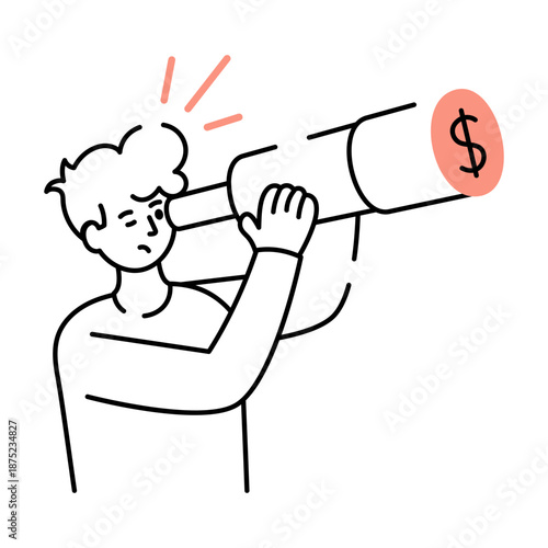 A doodle style illustration showing vision telescope