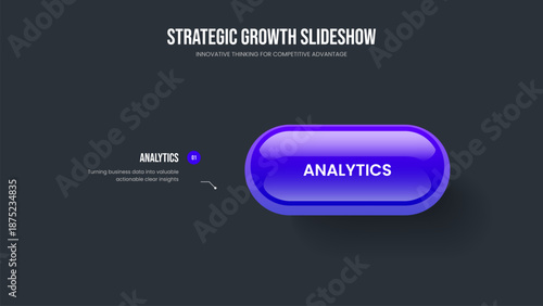 Digital Report Frame Template Vector Illustration. Market Performance One Step Diagram Slideshow Design. Professional Launch 1 Element Infographic Slide Layout.