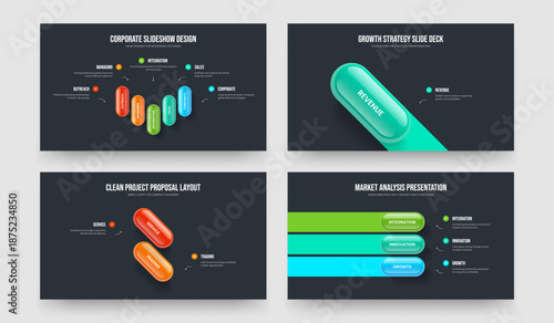 Visual Introduction 5 1 2 3 Option Infographic Frame Template Collection. Product Showcase Five One Two Three Step Diagram Presentation Layout Vector Illustration Set.