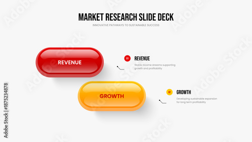 Investor Launch Frame Design Vector Illustration. Corporate Strategy 2 Element Infographic Presentation Layout. Creative Plan Two Step Diagram Slideshow Template.