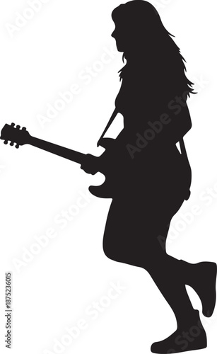 Gutarist silhouette black filled vector Illustration