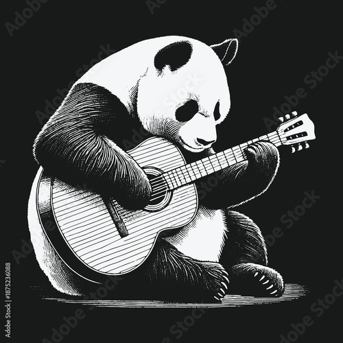 Pandas Serenade: A Bears Musical Journey with a Guitar.