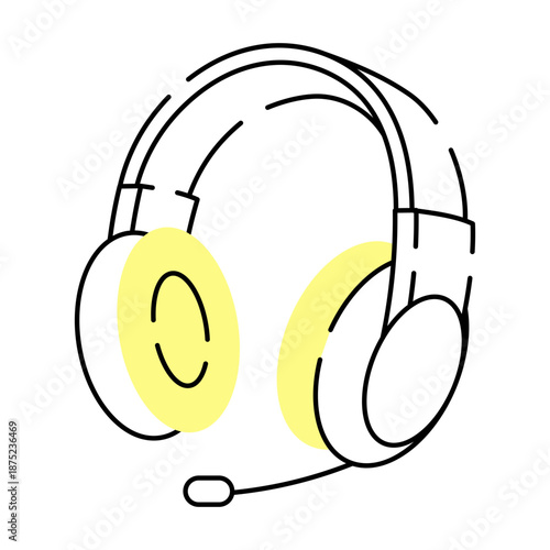A sketchy style illustration depicting a gaming headset