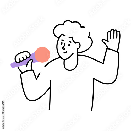 A doodle style illustration showing a pop singer