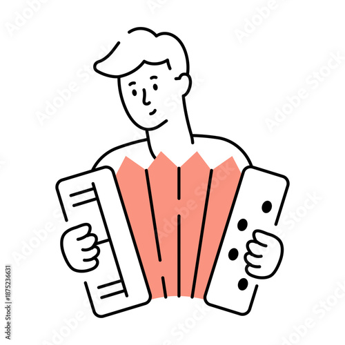 A sketchy style illustration showing an accordion player