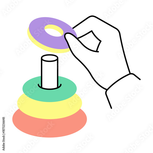 A doodle style illustration showing a pyramid toy