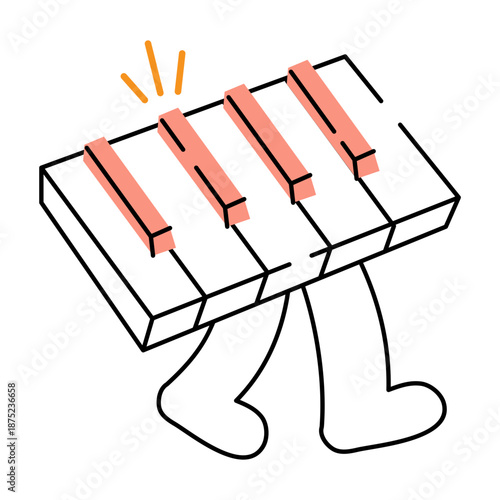 A doodle style illustration depicting a piano 