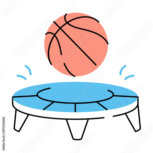 A sketchy style illustration depicting a trampoline