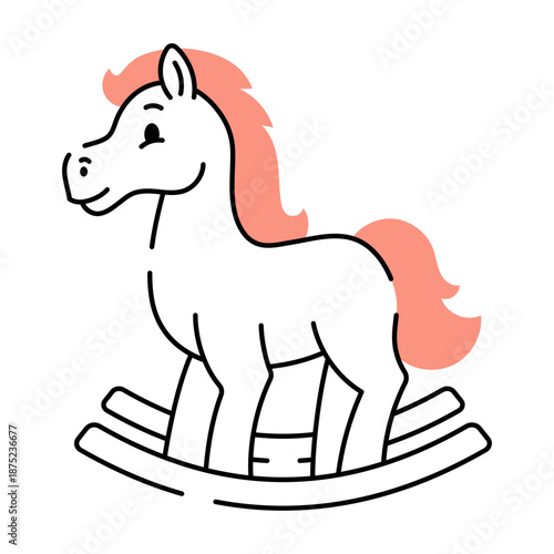 A sketchy style illustration showing a rocking horse