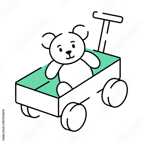 A doodle style illustration showing a toy cart
