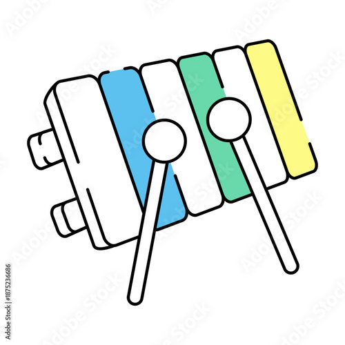 A doodle style illustration depicting a xylophone