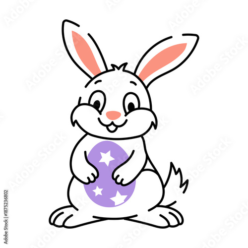 A hand drawn illustration depicting an easter bunny