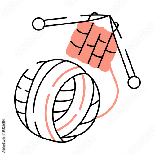 A sketchy style illustration showing a knitting yarn