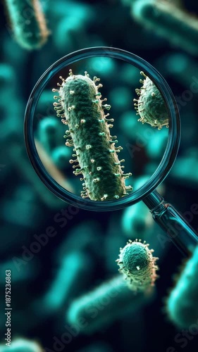 Magnified view of bacteria showing structure and details in a lab setting