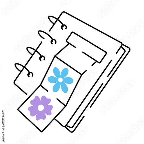 A doodle style illustration showing a scrapbook