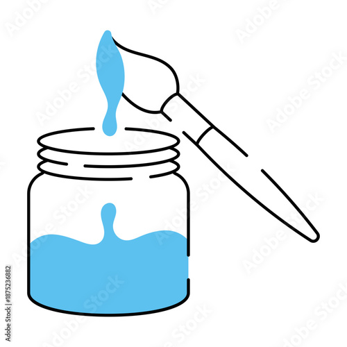 A hand drawn illustration depicting a watercolor brush