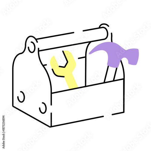 A sketchy style illustration showing a diy toolbox